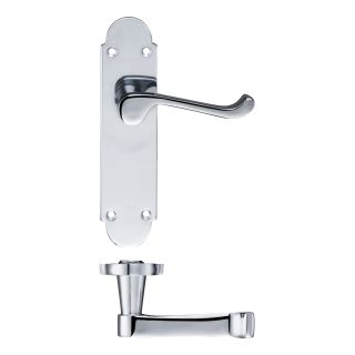 Project lever Latch Handles on Shaped backplate Chrome Plated
