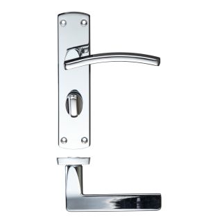 Toledo Lever on Bathroom Backplate Polished Chrome