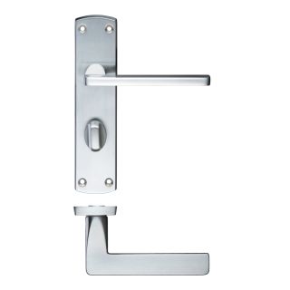Leon Lever on Bathroom Backplate Satin Chrome