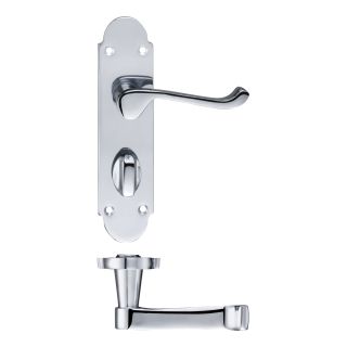 Project Bathroom Handles on    Shaped backplate Chrome Plated