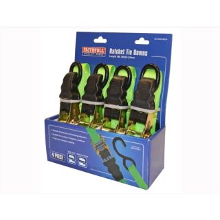 * 4PACK * FAI/FULL RATCHET TIE DOWN 5M GREEN FAITDRATSET4