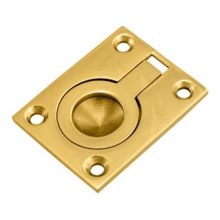 Flush Ring Pull 38mm x 50mm Polished Brass