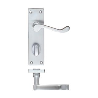 Project Bathroom Handles on Square backplate Satin Chrome