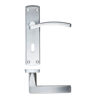 Toledo Lever on Lock Backplate 57mm centres Satin Chrome
